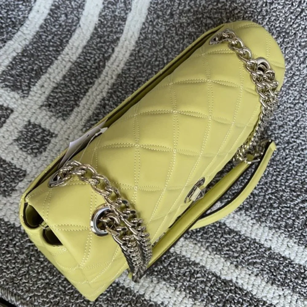 Kate Spade Natalia Smooth Leather Medium Flap Shoulder Bag Frosty Lime